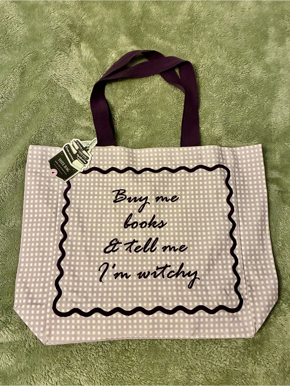 ✨💜 Buy me books & tell me I’m Witchy purple canvas tote bag - NWT rare find